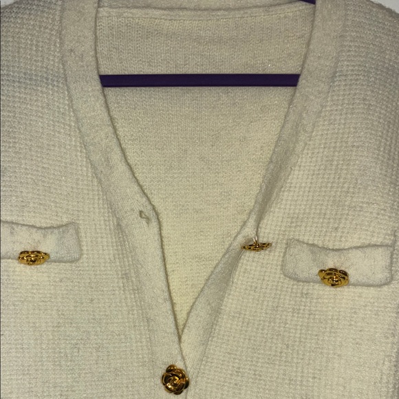 Cream Button-Up Women's Sweater - Picture 10 of 10